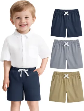 3 Pack Toddler Boys Shorts Baby Boy Summer Uniform Clothes Pull On Jogger Short Size 18M-5T