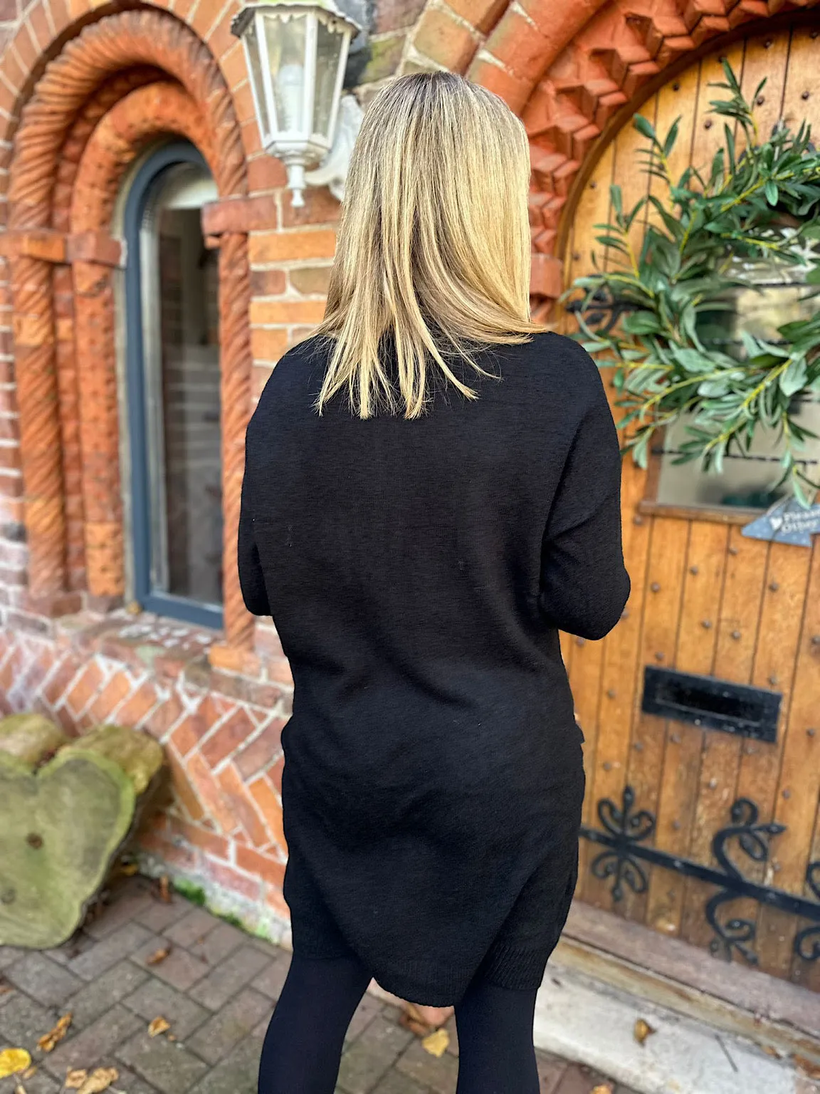 Black Pocket Jumper Dress Olivia