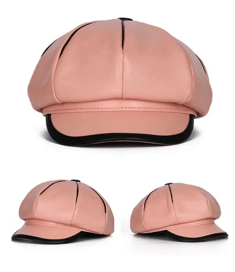 Bristol Vintage Genuine Leather Newsboy Cap