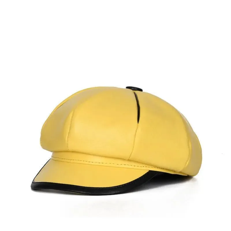 Bristol Vintage Genuine Leather Newsboy Cap