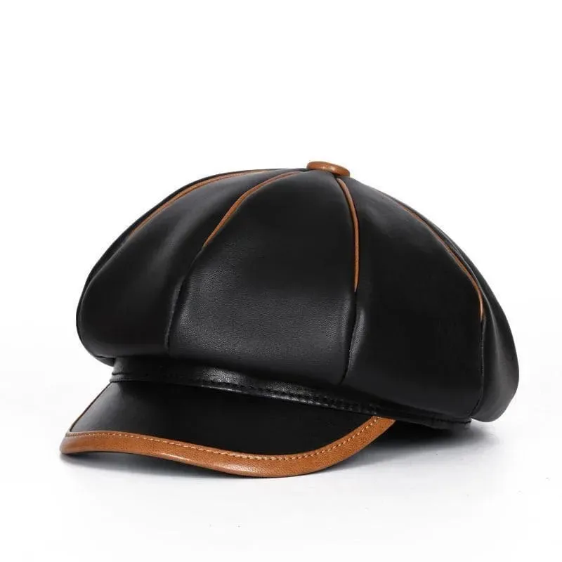 Bristol Vintage Genuine Leather Newsboy Cap