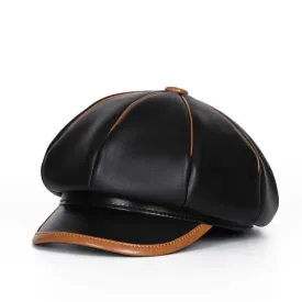 Bristol Vintage Genuine Leather Newsboy Cap