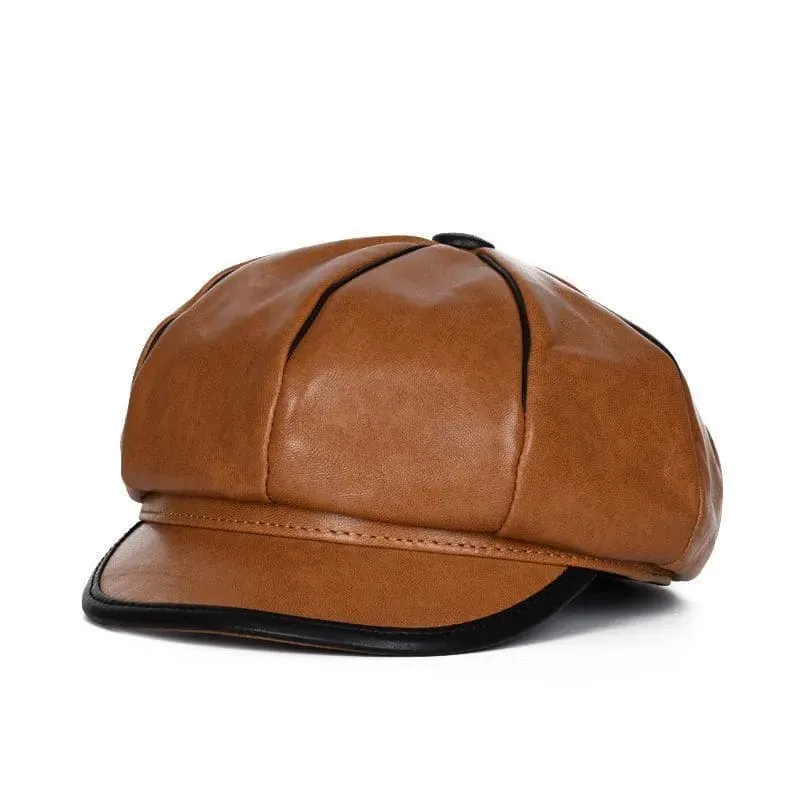 Bristol Vintage Genuine Leather Newsboy Cap