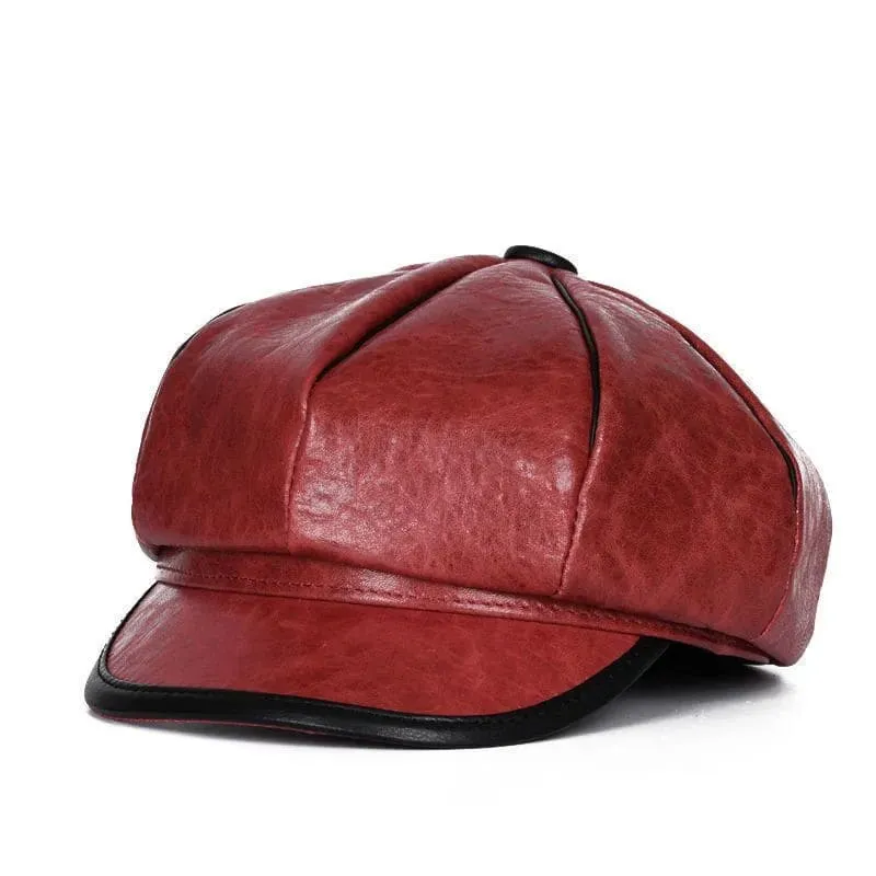 Bristol Vintage Genuine Leather Newsboy Cap