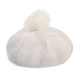 Brixton Hats Natalie Oversized Faux Fur Pom Beret - Off White