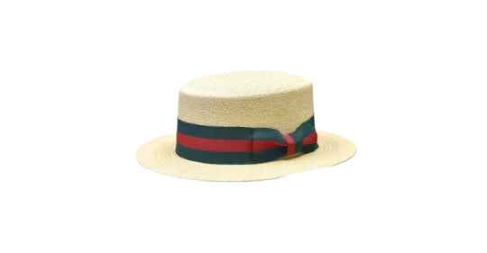 Bruno Capelo Men's tan straw hat red and green band