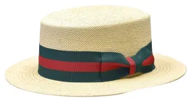 Bruno Capelo Men's tan straw hat red and green band