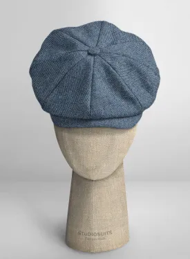 Classic Blue Denim Tweed Newsboy Cap