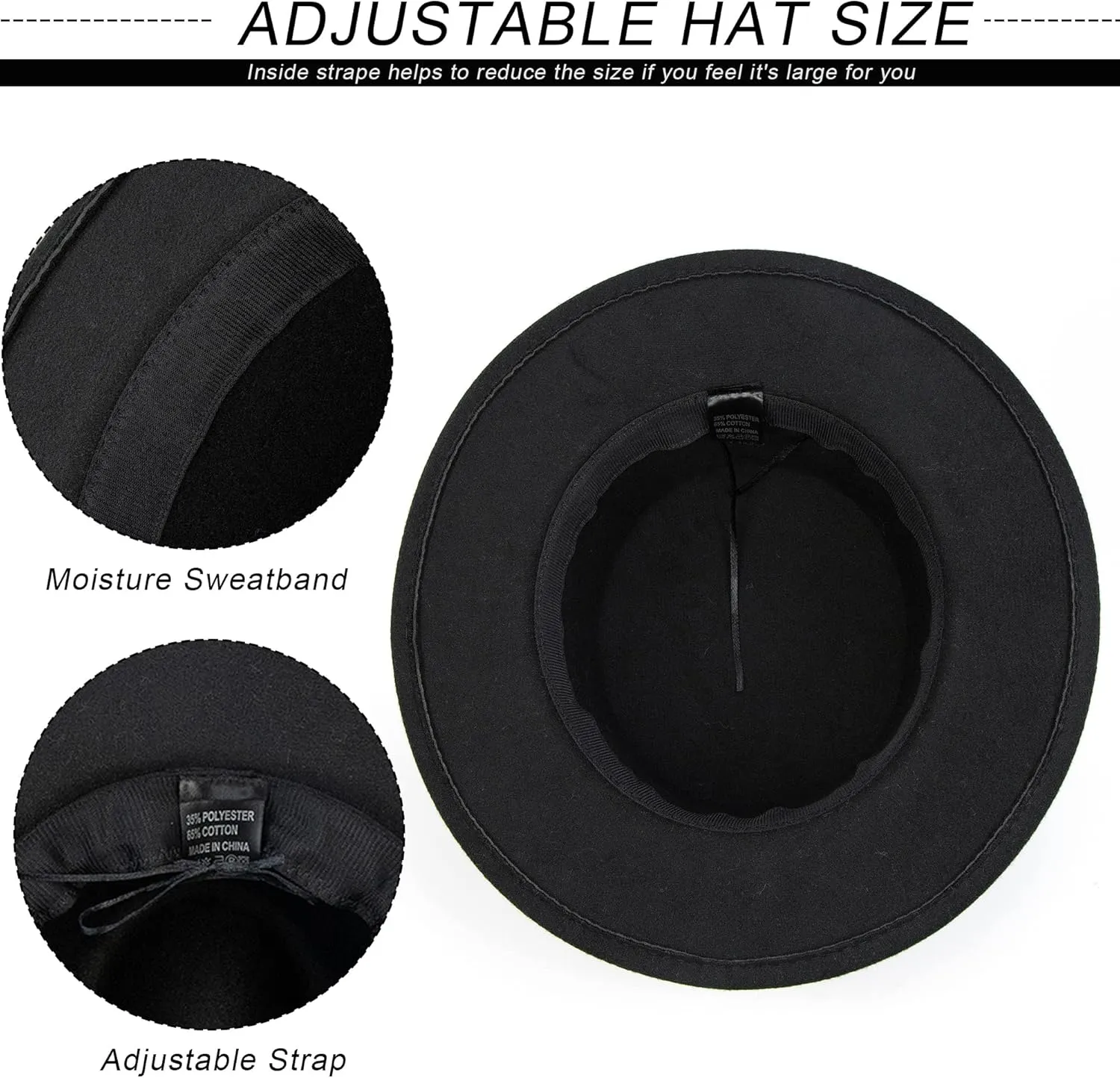 Classic-Fedora-Hat for Womens with Bowknot Vintage-Boater-Felt-Hats Flat-Top-Panama-Hat(S/M)