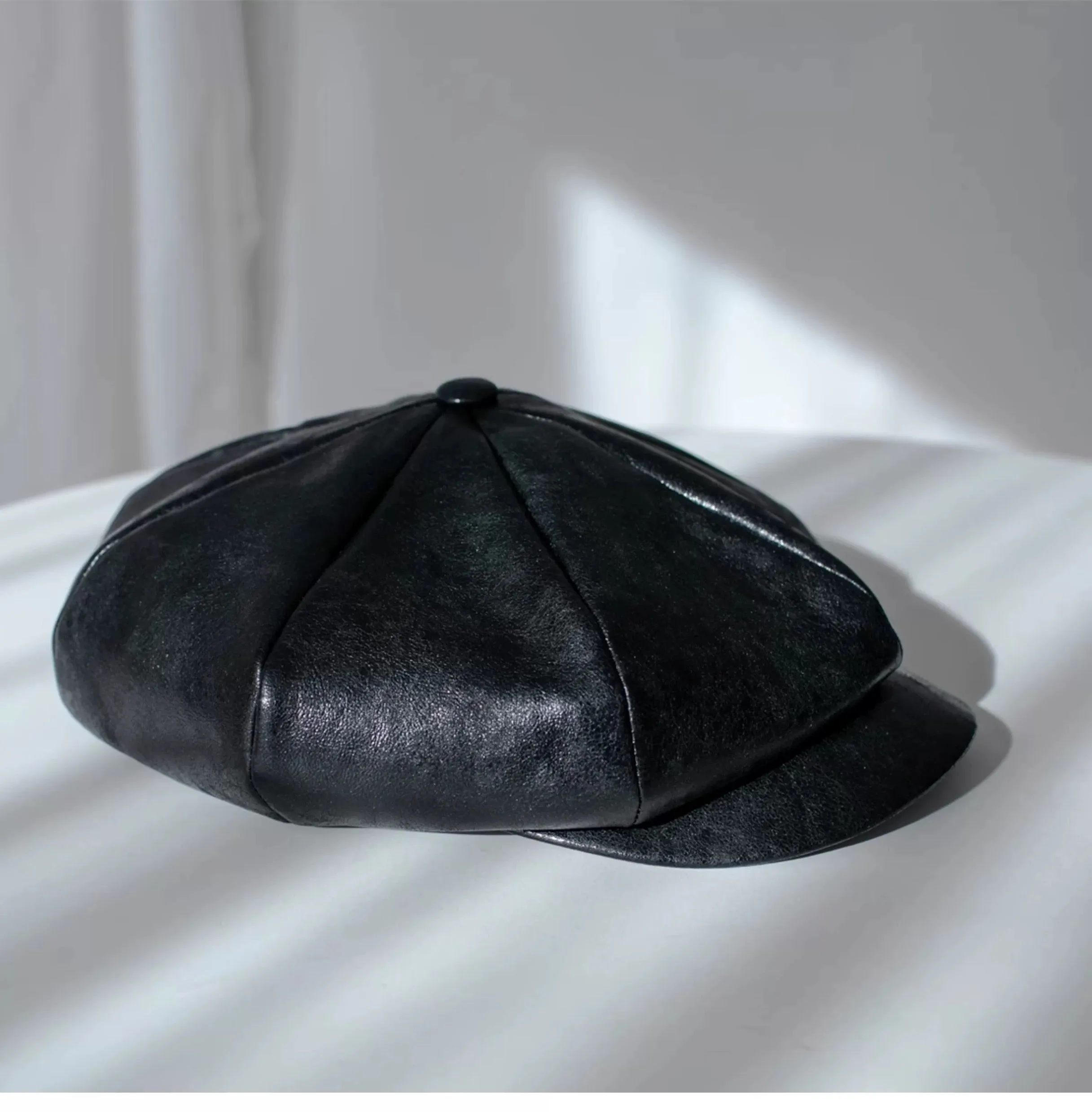 Customized Oversize Leather Applejack Newsboy Cap