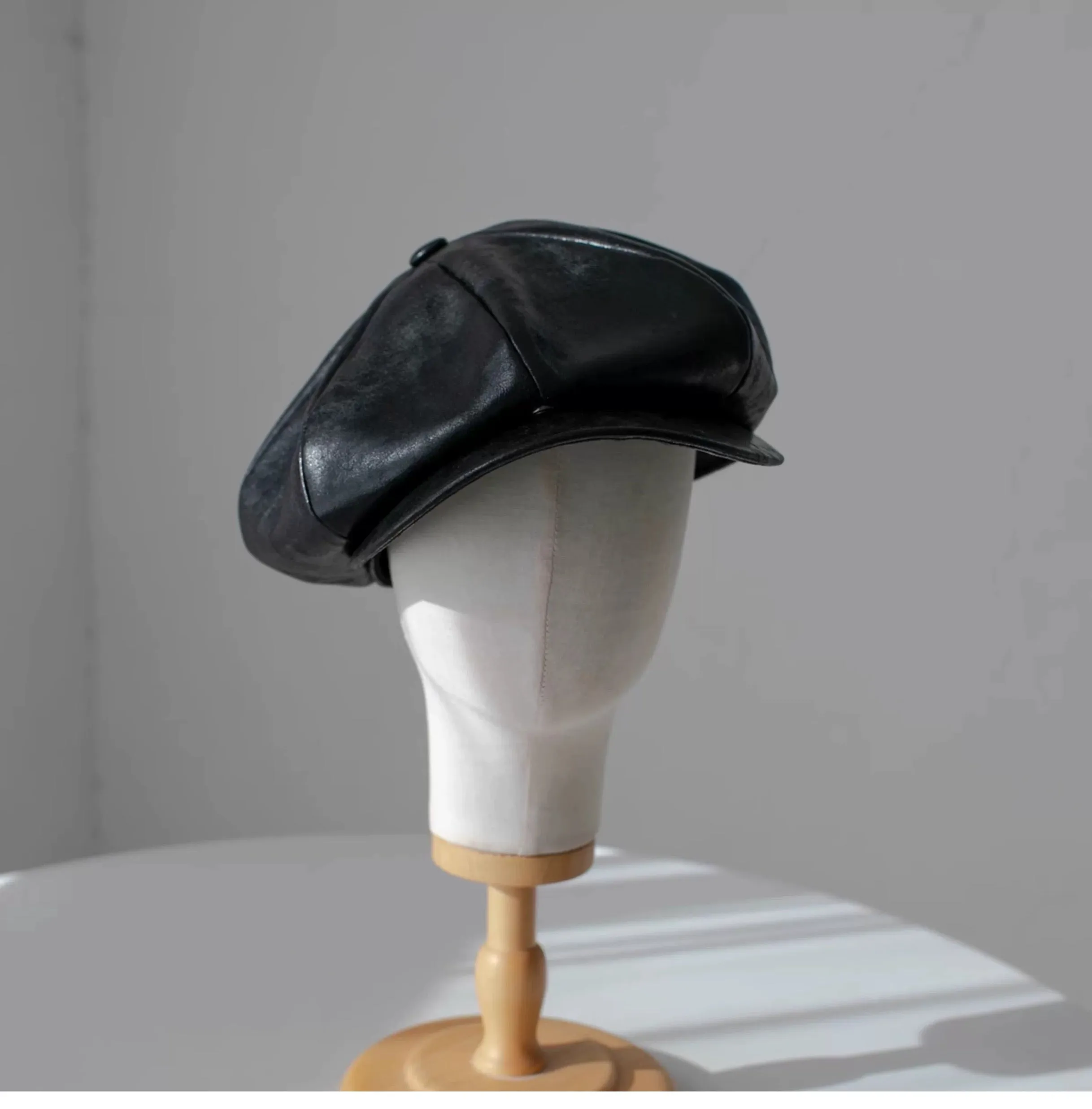 Customized Oversize Leather Applejack Newsboy Cap