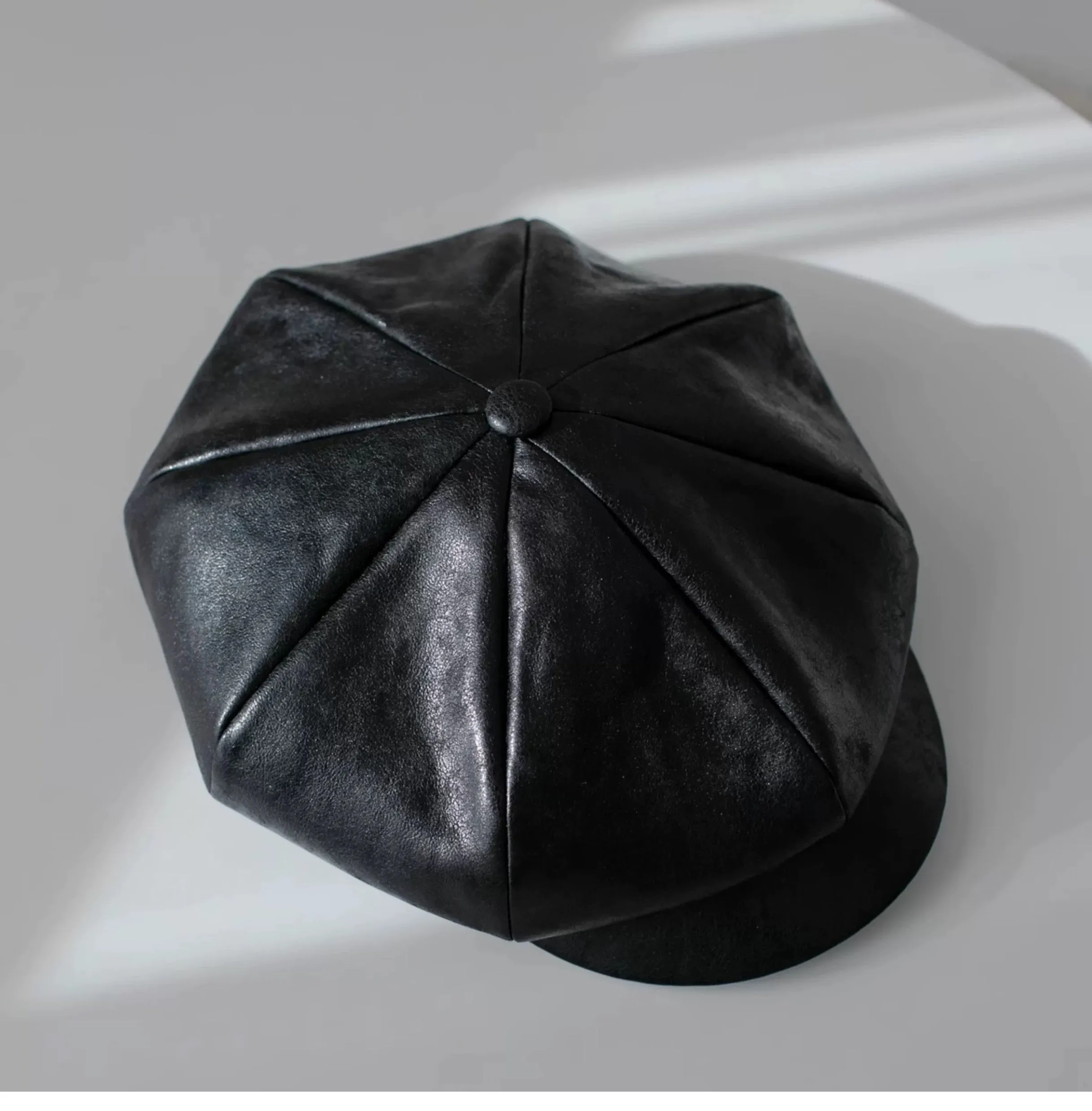 Customized Oversize Leather Applejack Newsboy Cap