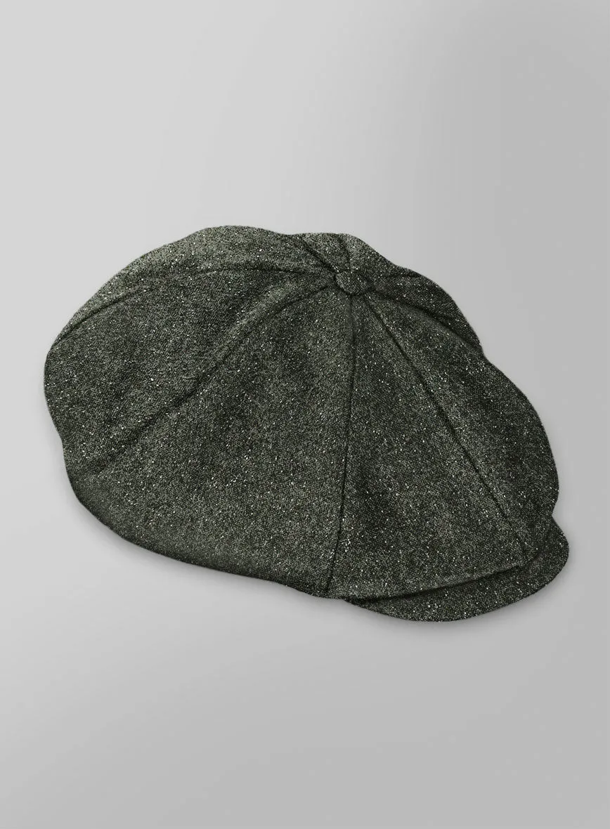 Dark Olive Flecks Donegal Tweed Newsboy Cap
