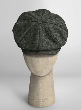 Dark Olive Flecks Donegal Tweed Newsboy Cap
