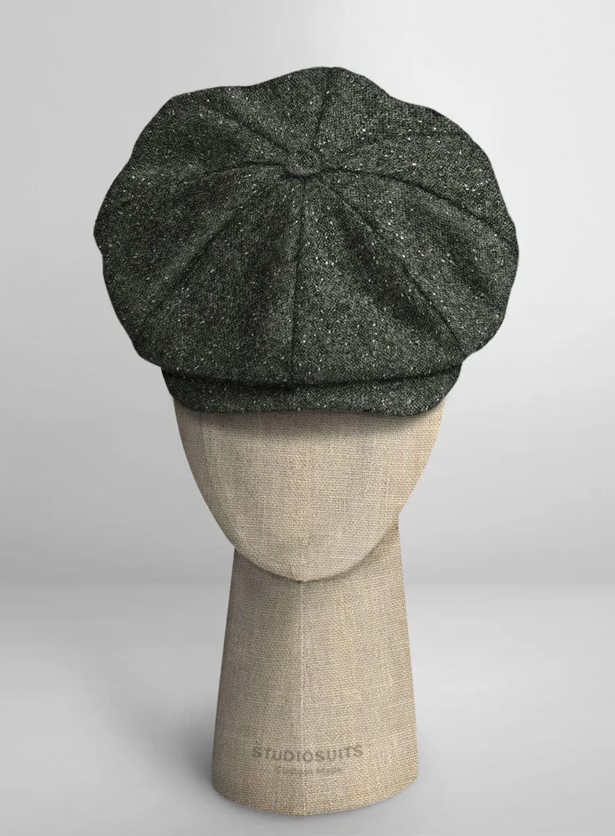 Dark Olive Flecks Donegal Tweed Newsboy Cap