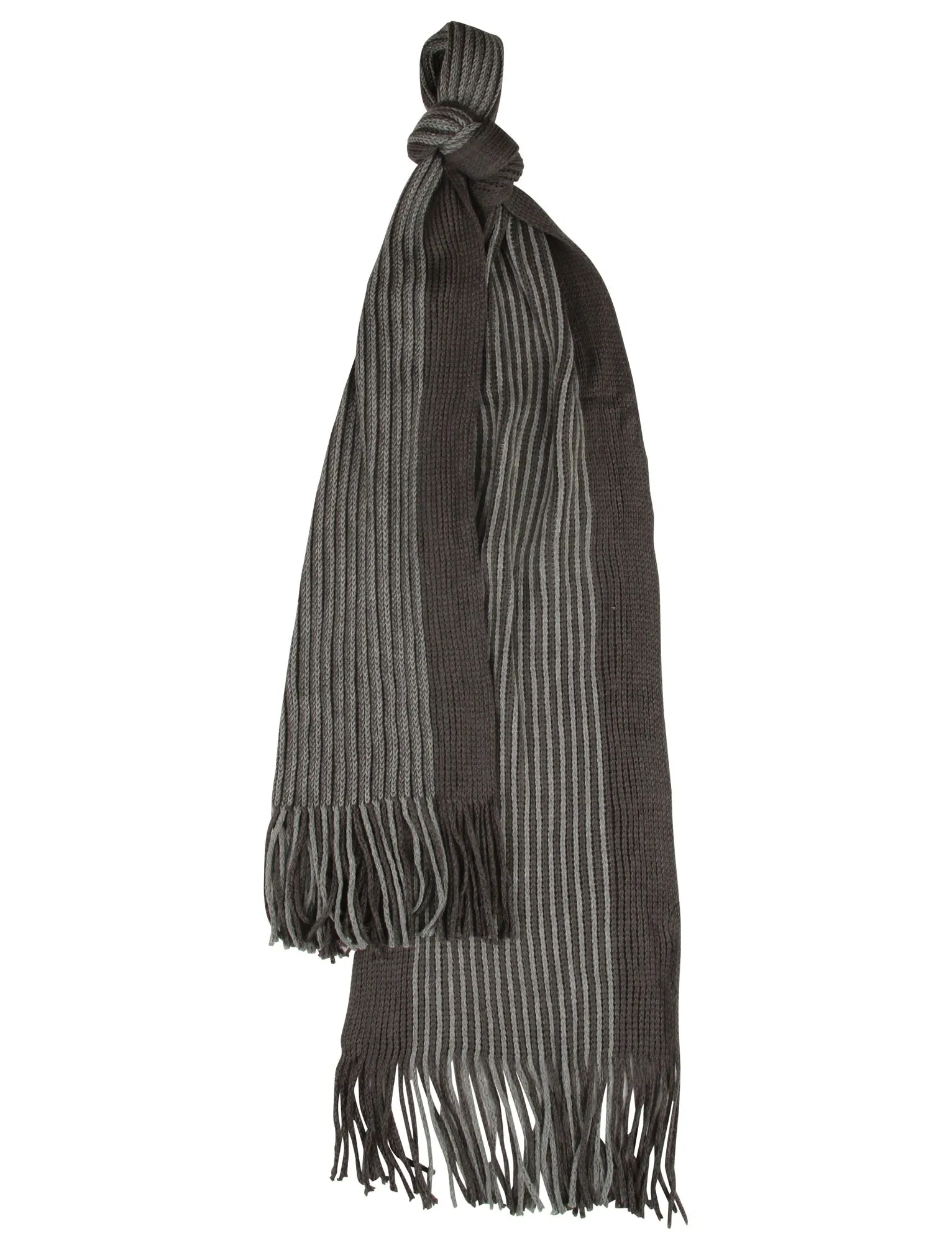 Dylan Striped Cable Knitted Scarf in Grey