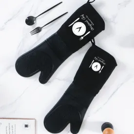 Extra long thick silicone insulated gloves, specially used in the kitchen