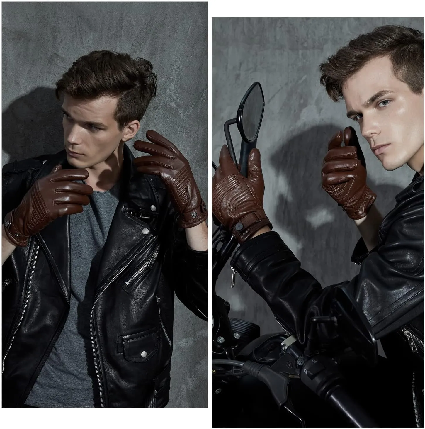 FIORETTO Mens Genuine Leather Driving Gloves Winter with Warm Wool Lined Touchscreen Sheepskin Gloves M200814