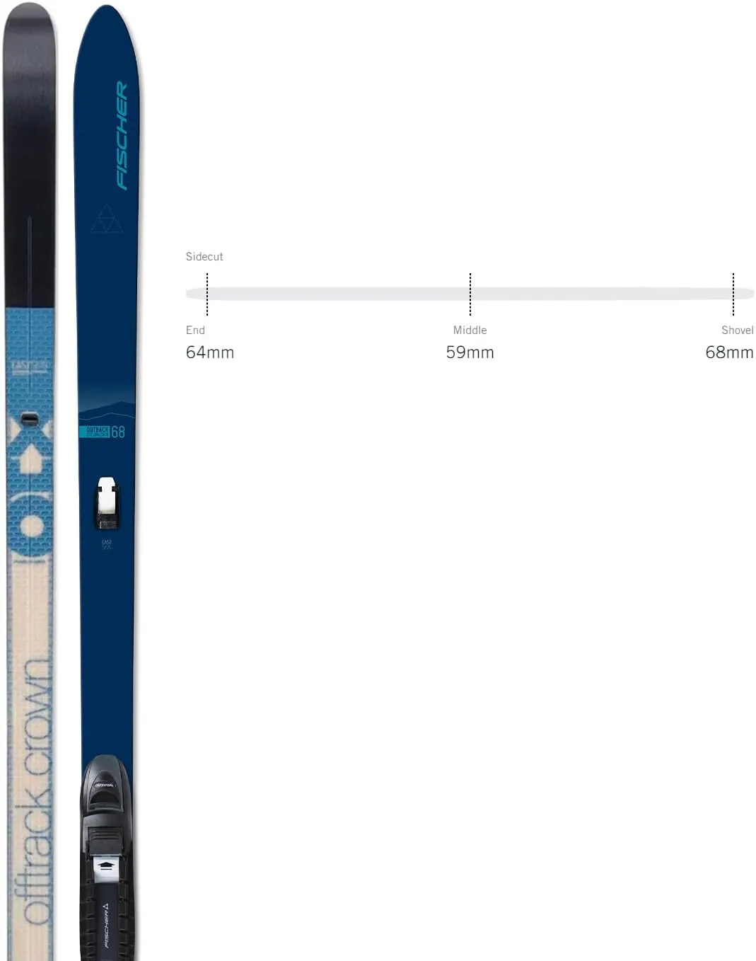 FISCHER Unisex Outback 68 Crown/Skin Xtralite Lightweight Durable Full-Length Steel Edge All-Terrain Off-Track Downhill Nordic Backcountry Touring Skis, Mounted BCX Auto Bindings