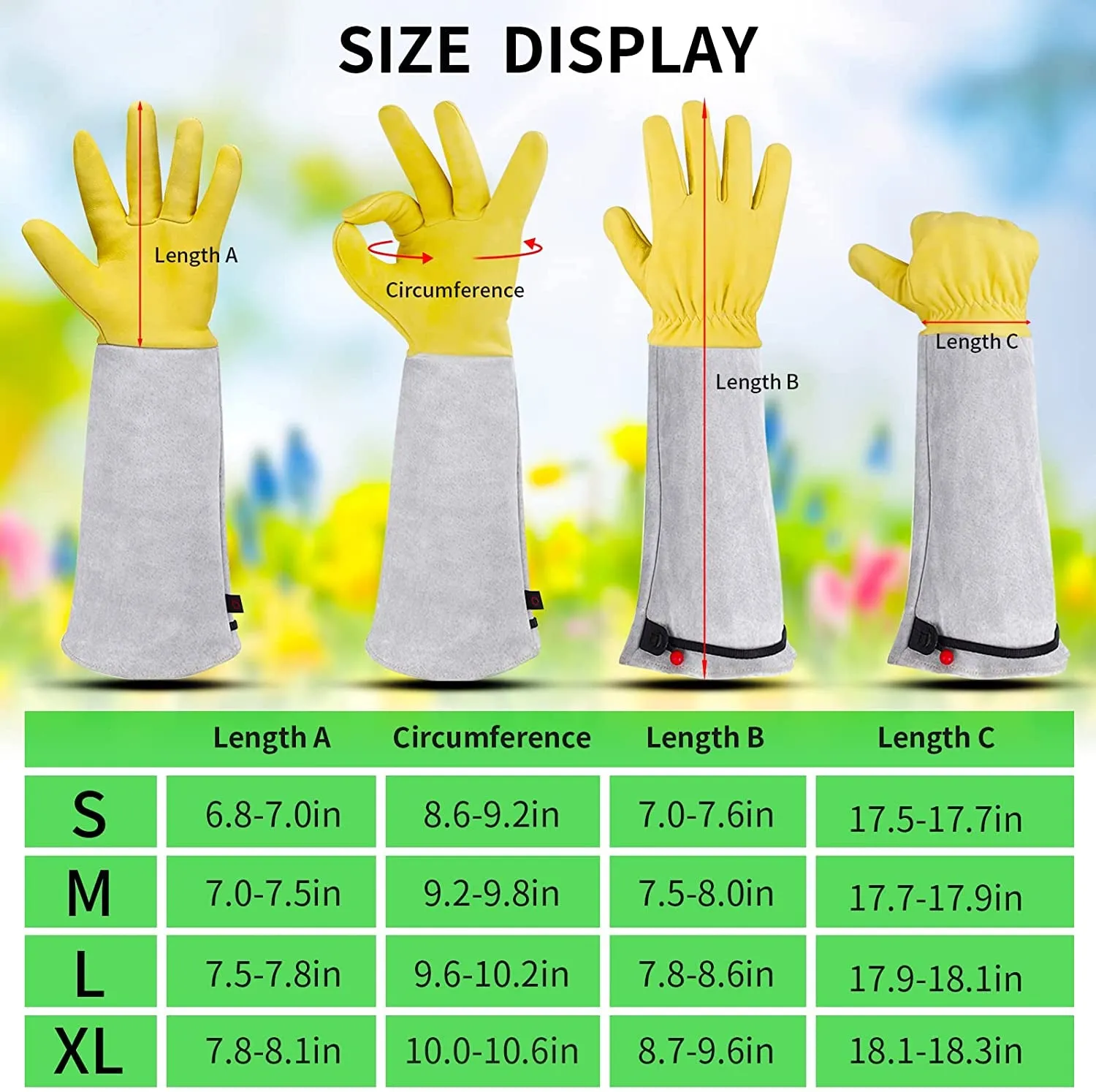 Gardening Gloves for Women/Men, Rose Pruning Thorn-Proof Gloves, with Adjustable Cuff and Durable Goatskin Leather, Comfy Breathable Long Sleeve Work Garden Gauntlet Gloves for Yard Work(L)