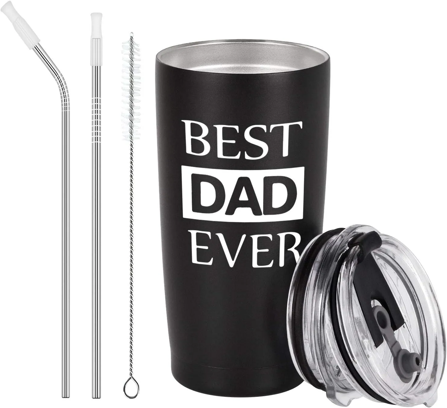GINGPROUS Dad Travel Tumbler Dad Gift from Daughters Sons, 20 Oz Stainless Steel Insulated Travel Tumbler with Lid for Father's Day Dad Birthday Christmas Day, Black