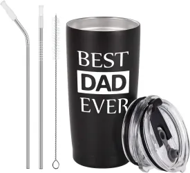 GINGPROUS Dad Travel Tumbler Dad Gift from Daughters Sons, 20 Oz Stainless Steel Insulated Travel Tumbler with Lid for Father's Day Dad Birthday Christmas Day, Black
