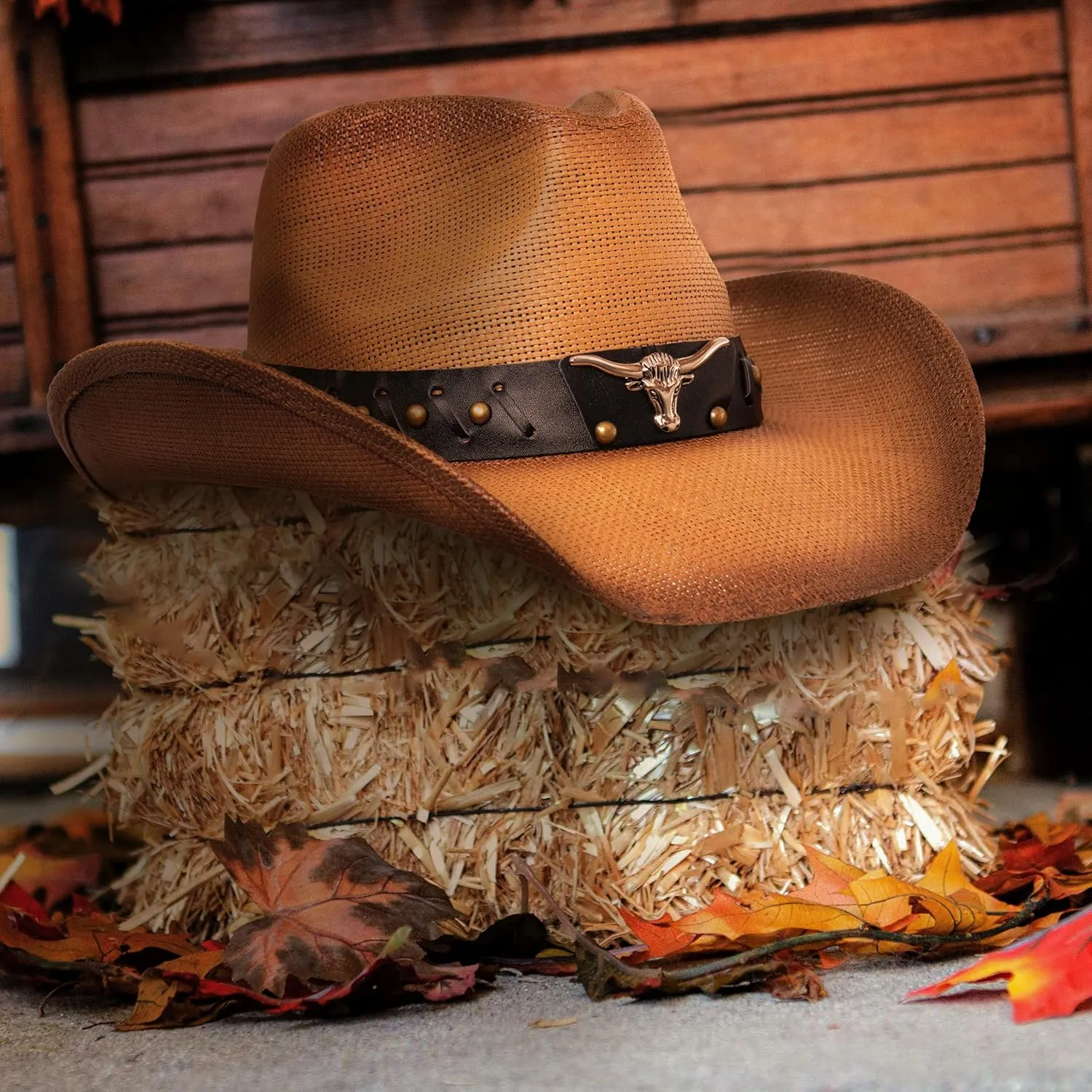 grinderPUNCH Western Outback Cowboy Hat Men's Women's Style Classic Straw Western Cowgirl Hat