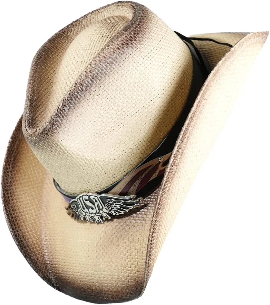 grinderPUNCH Western Outback Cowboy Hat Men's Women's Style Classic Straw Western Cowgirl Hat