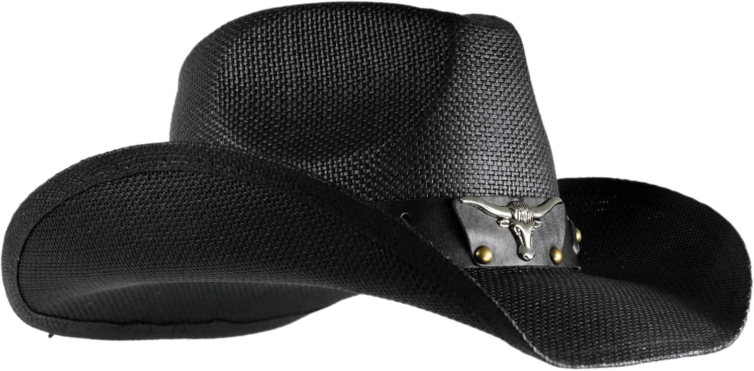 grinderPUNCH Western Outback Cowboy Hat Men's Women's Style Classic Straw Western Cowgirl Hat
