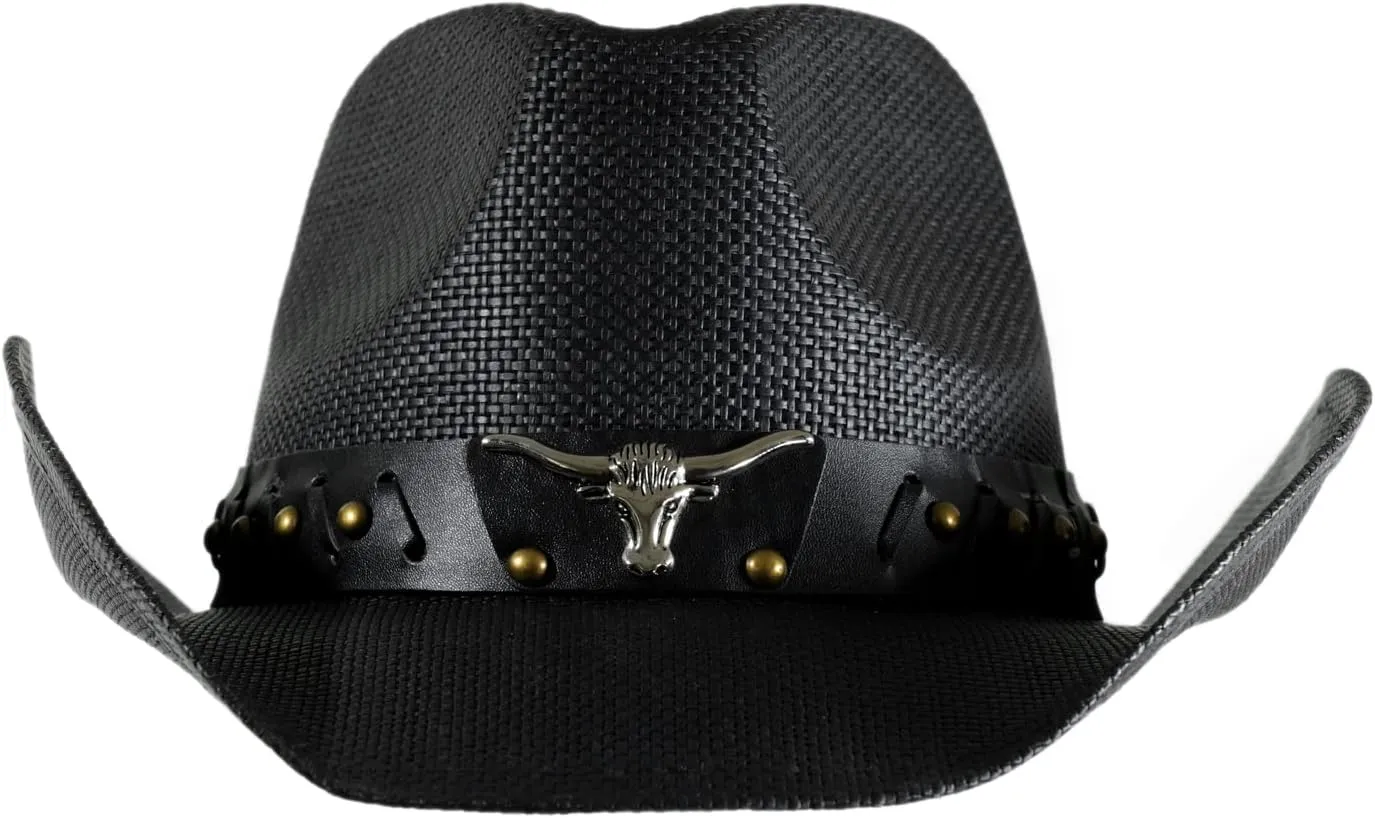 grinderPUNCH Western Outback Cowboy Hat Men's Women's Style Classic Straw Western Cowgirl Hat