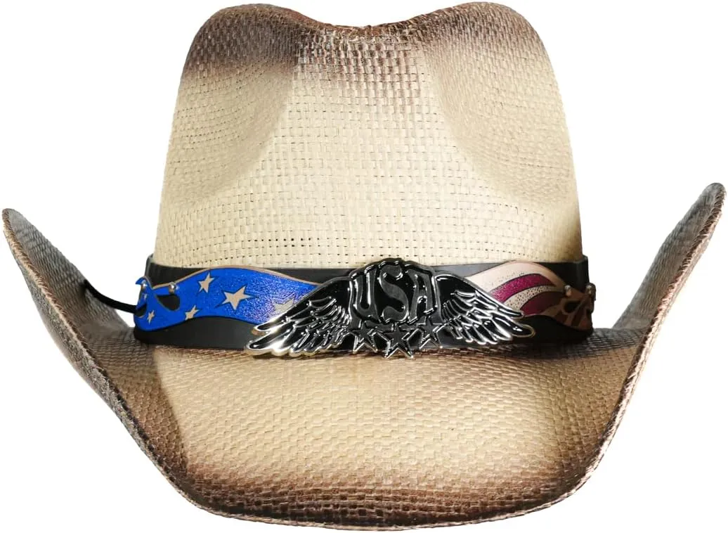 grinderPUNCH Western Outback Cowboy Hat Men's Women's Style Classic Straw Western Cowgirl Hat