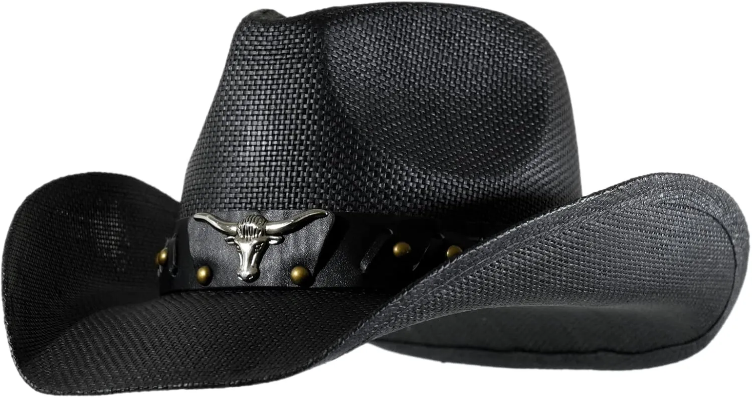 grinderPUNCH Western Outback Cowboy Hat Men's Women's Style Classic Straw Western Cowgirl Hat