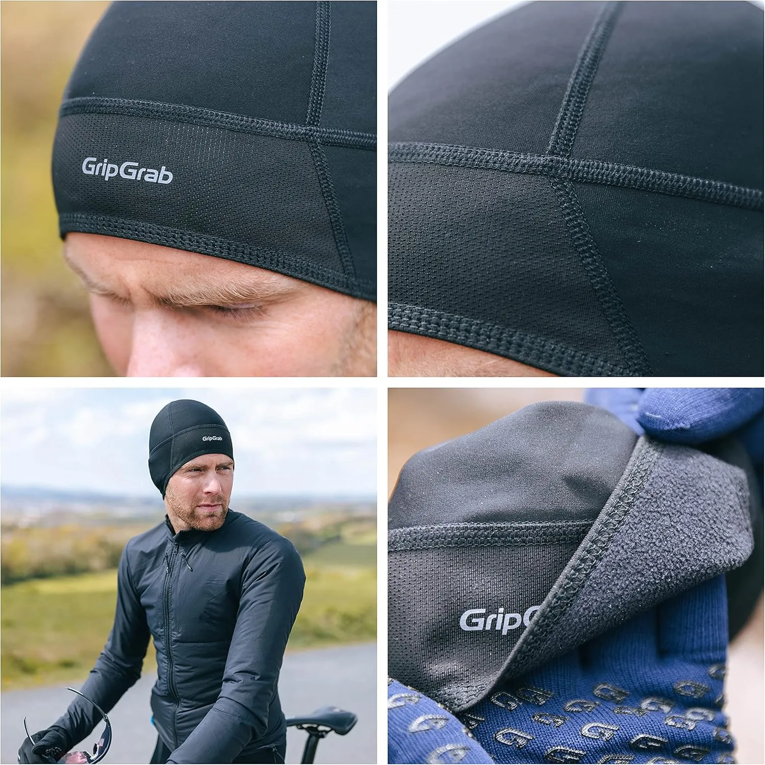 GripGrab Windproof Lightweight Thermal Skull Cap Under Helmet Cycling Running Bike Thin Winter Cycle Liner Hat Warm Skullcap