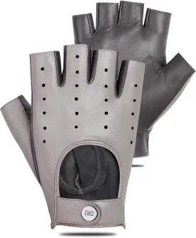 GSG Women Fingerless Leather Gloves - Driving Motorcycle Biker Gloves - Unlined Half Finger