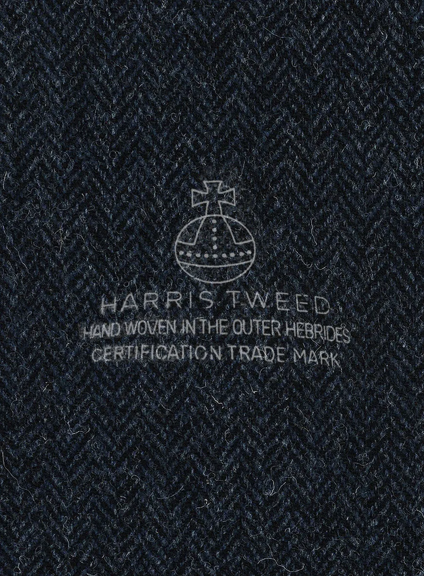 Harris Tweed Dark Blue Herringbone Newsboy Cap