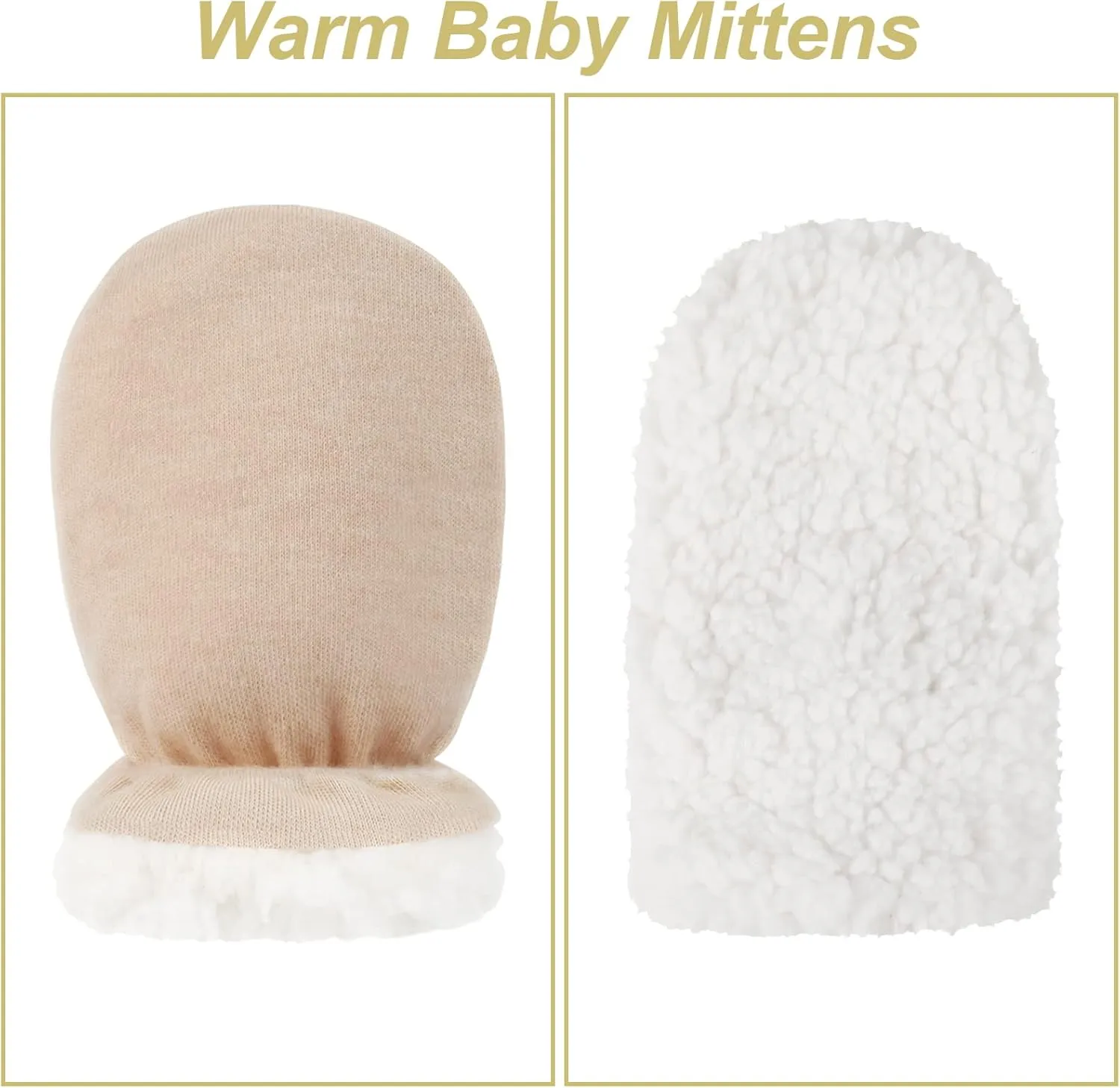 Hicdaw 2 Pairs Baby Mittens Newborn Mittens Fleece Lined Baby Gloves 0-18 Months Baby Boys Girls Winter Warm Toddler Mittens