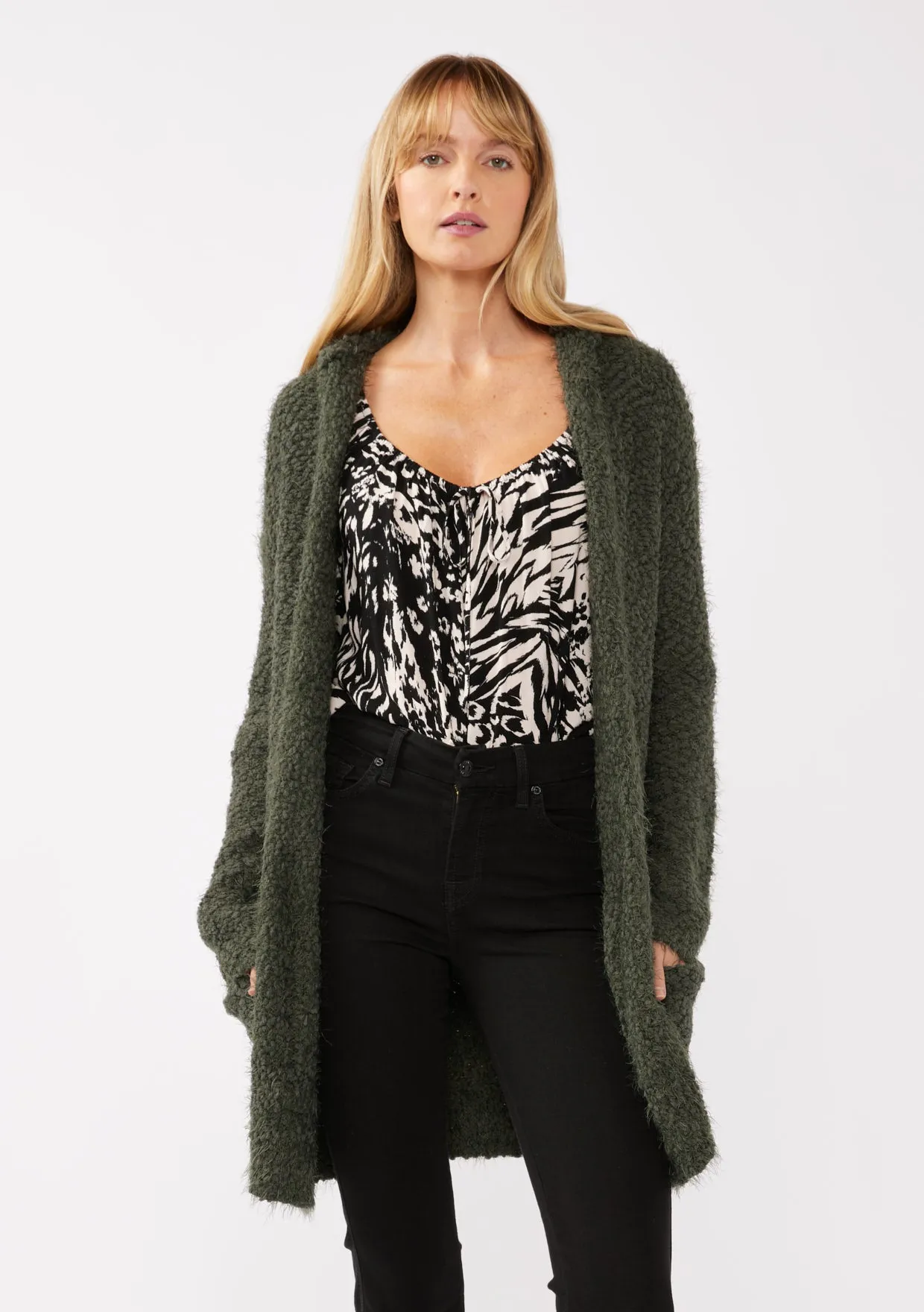 Hooded Cardigan with Pockets