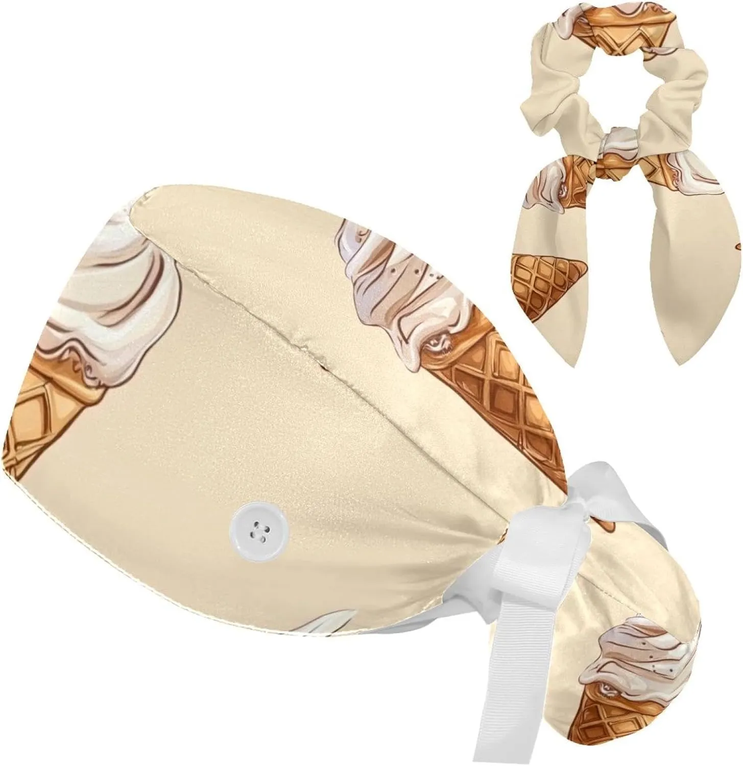 hot Dog (3) Scrub Cap Lightweight, Breathable No-Slip Scrub Cap for Men & Women with Hair Ties Scrunchy