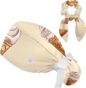 hot Dog (3) Scrub Cap Lightweight, Breathable No-Slip Scrub Cap for Men & Women with Hair Ties Scrunchy