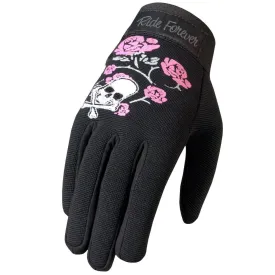 Hot Leathers Skull And Roses Ladies Work Gloves