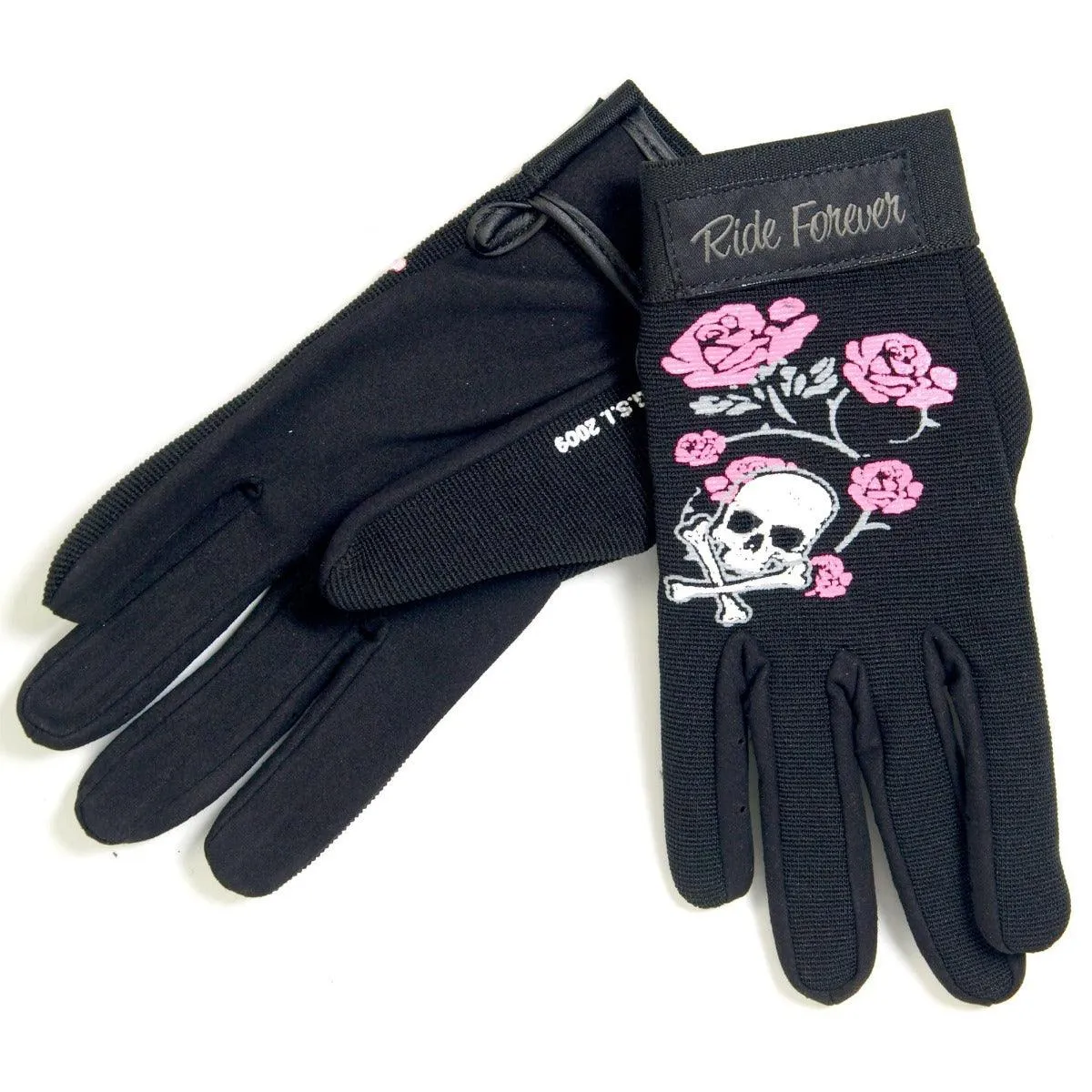 Hot Leathers Skull And Roses Ladies Work Gloves