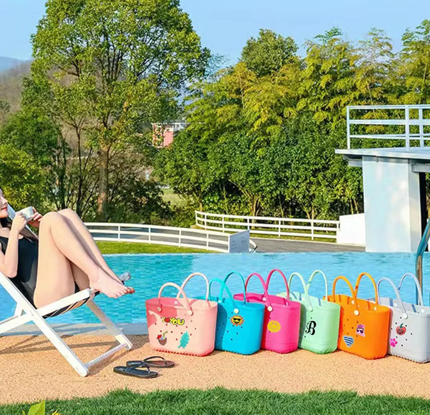 Lckaey Oversized rubber beach bag Accessories PVC Rubber Inserts Charms for Bogg Bag Totes Y064Figure 19