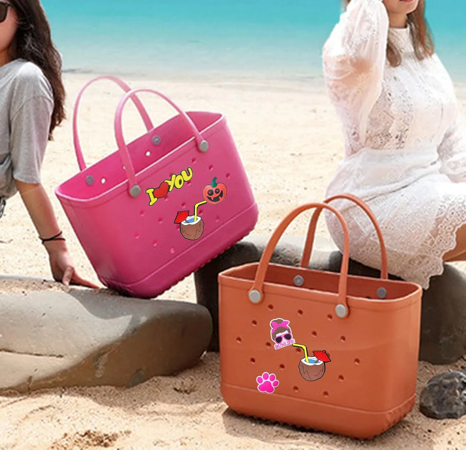 Lckaey Oversized rubber beach bag Accessories PVC Rubber Inserts Charms for Bogg Bag Totes Y064Figure 19
