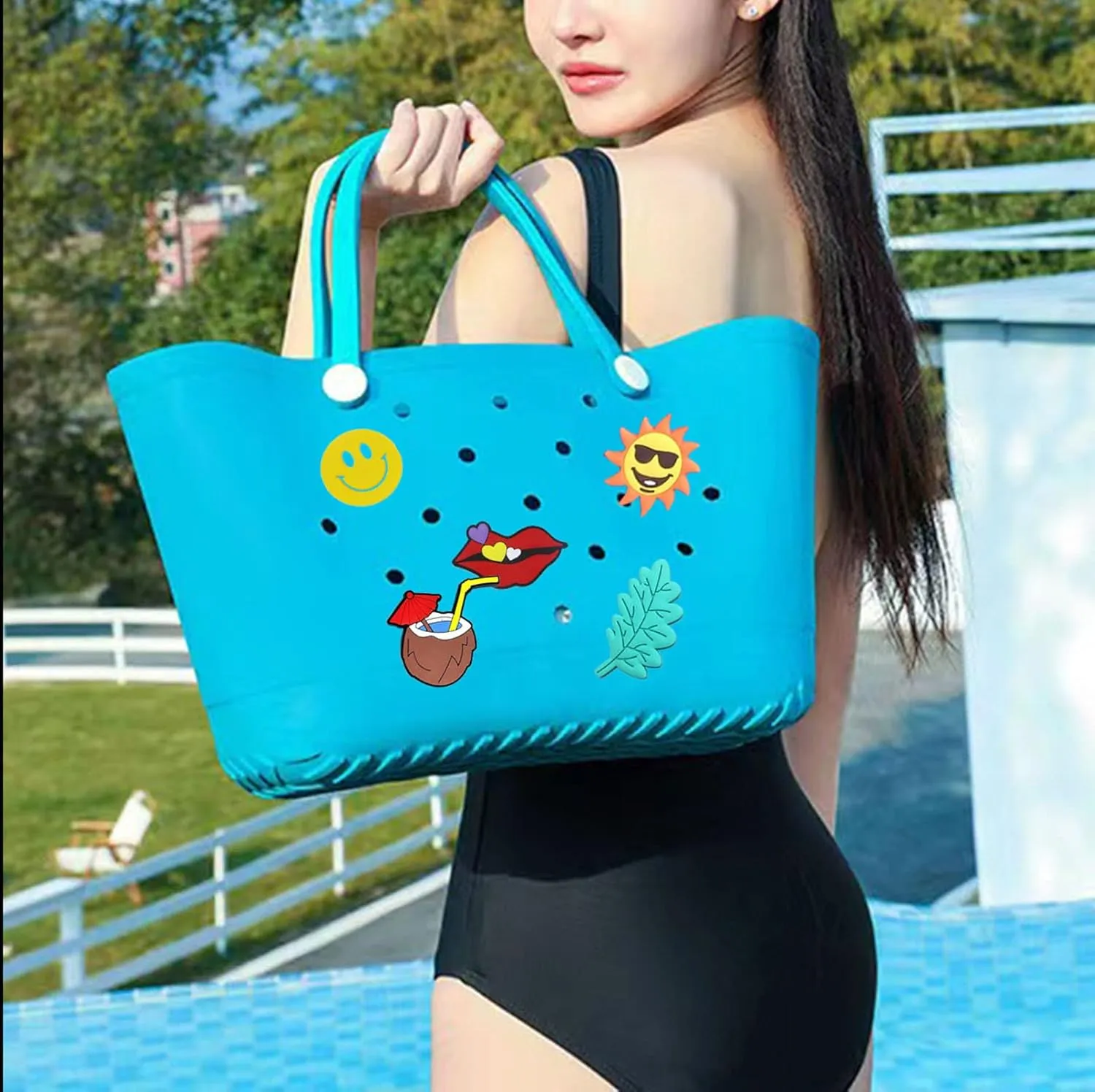 Lckaey Oversized rubber beach bag Accessories PVC Rubber Inserts Charms for Bogg Bag Totes Y064Figure 19