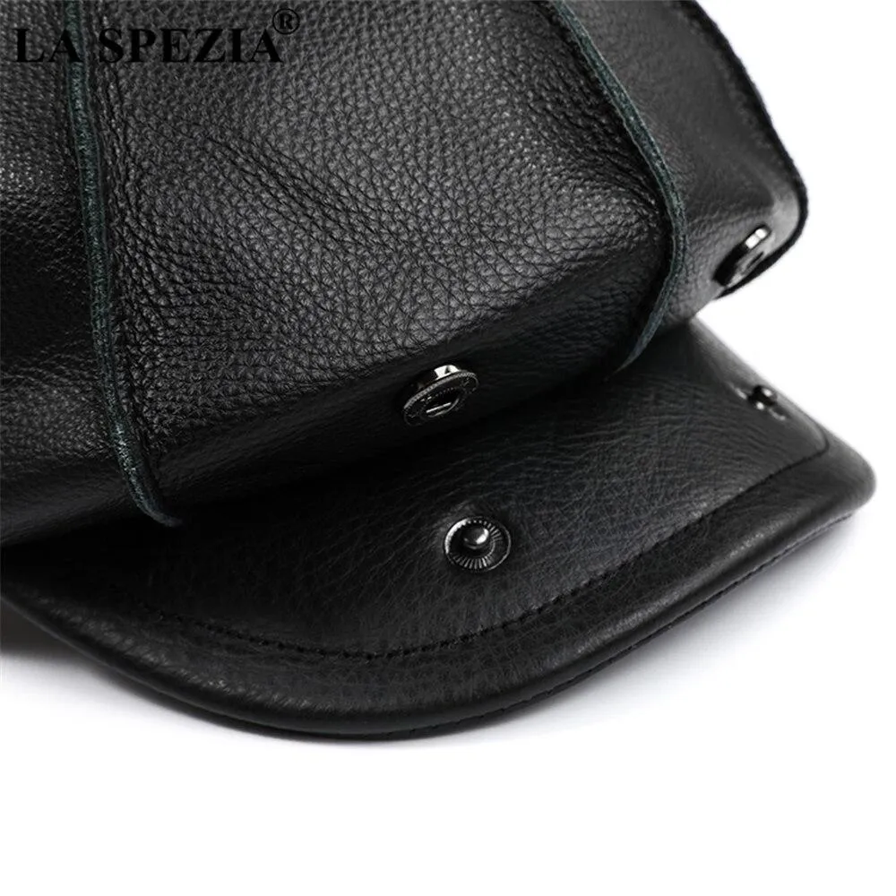 Leather Newsboy Cap With Ear Flaps