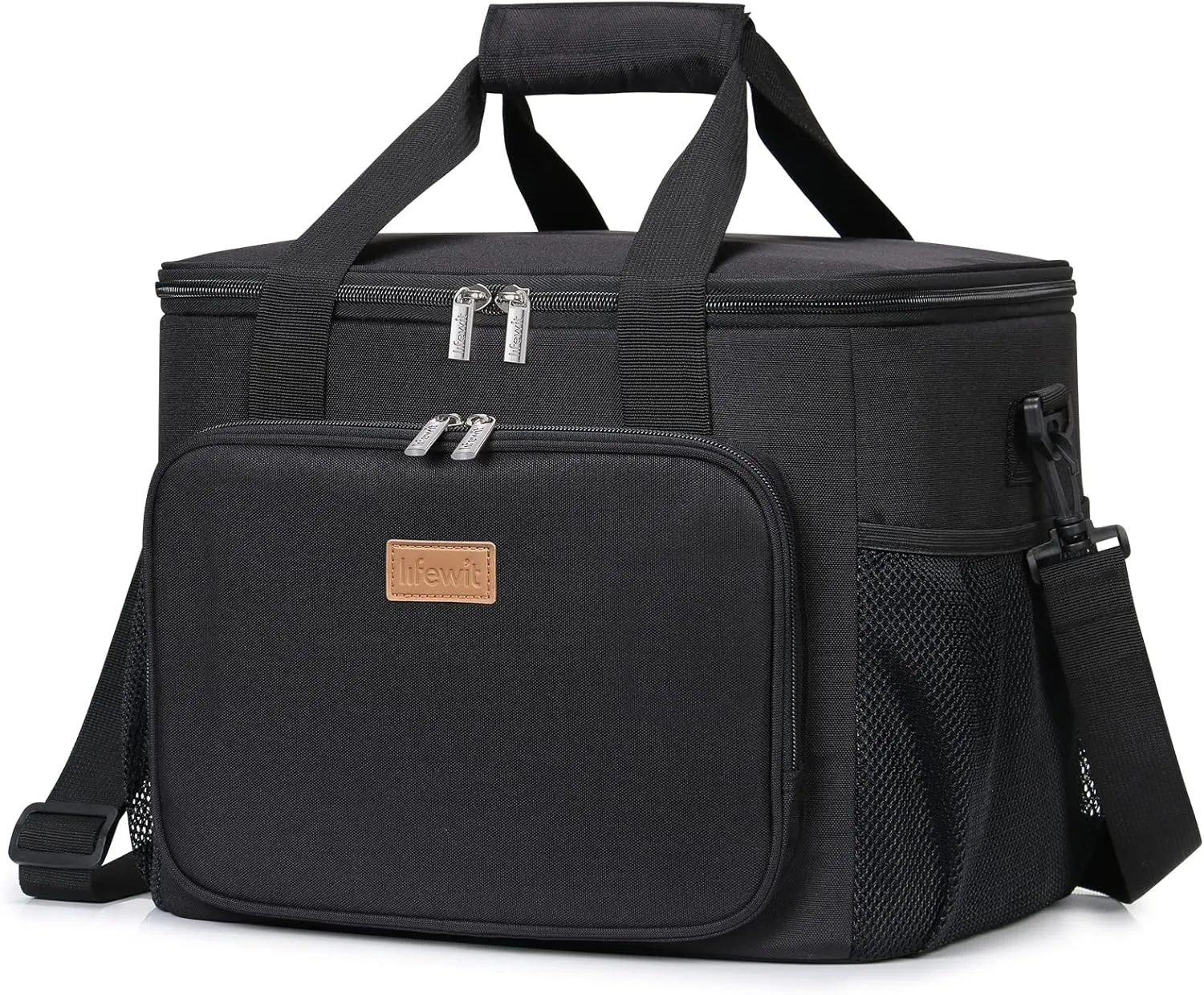 Lifewit Large Lunch Bag Insulated Lunch Box Soft Cooler Cooling Tote for Adult Men Women, Black 40-Can (24L)