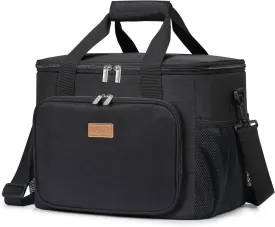 Lifewit Large Lunch Bag Insulated Lunch Box Soft Cooler Cooling Tote for Adult Men Women, Black 40-Can (24L)