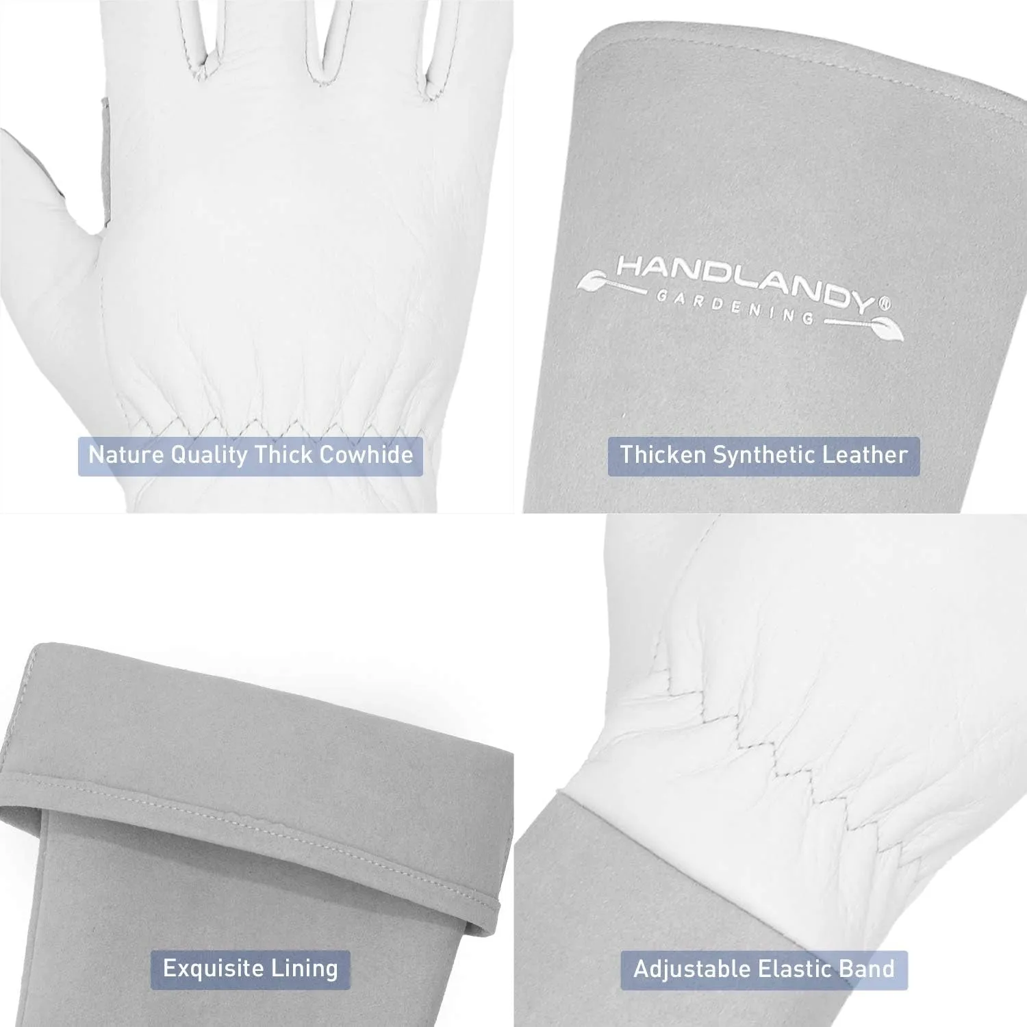 Long Gardening Gloves for Men & Women, Thorn Proof Rose Pruning Gloves Leather Gauntlets Garden Gloves Yard Work Gloves (Medium, Grey)