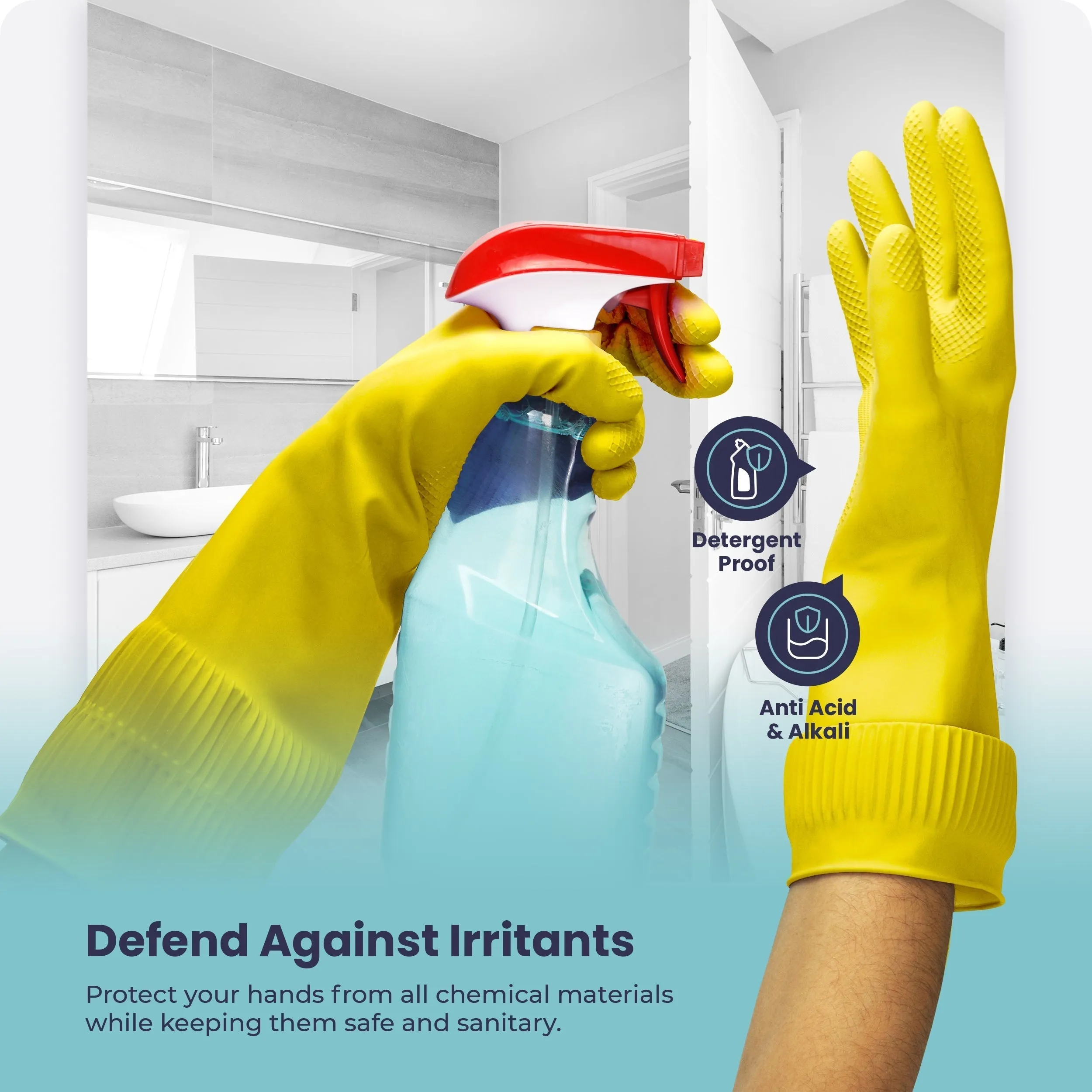 Long Sleeve Dish Gloves (Yellow) 120Pair (L)