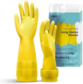 Long Sleeve Dish Gloves (Yellow) 120Pair (S)